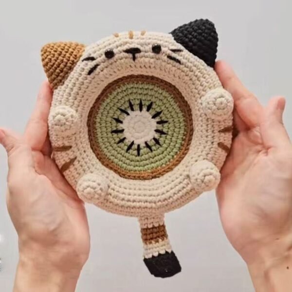 Handmade Crochet Cat Coin Purse Cute Animal Mini Bag Storage Pouch